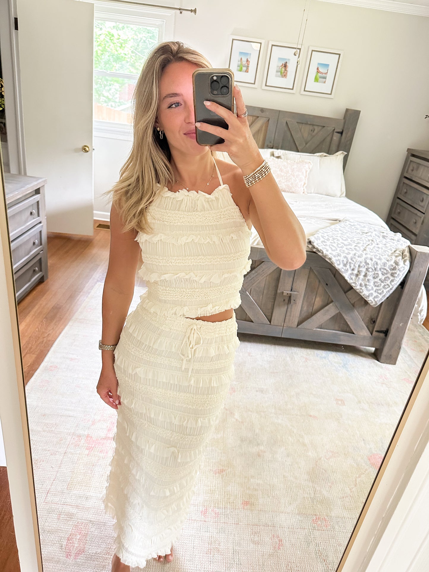 Cove Textured Skirt Set- Ivory