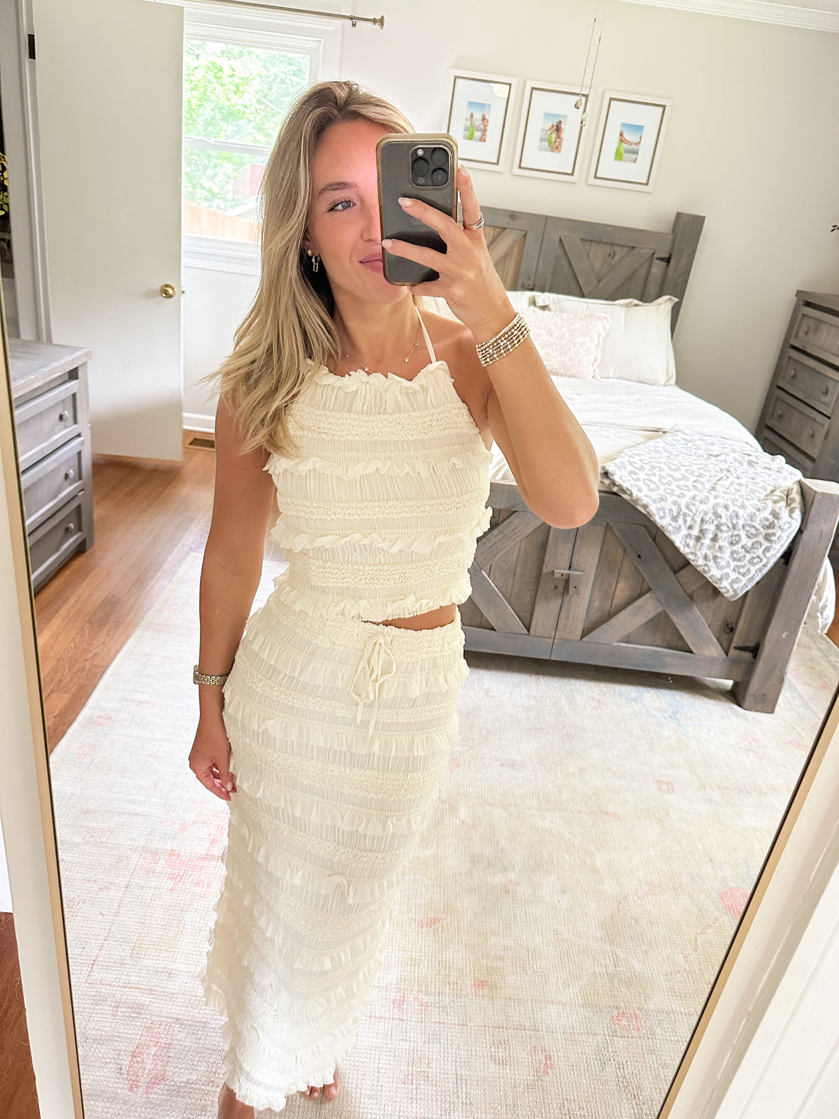 Cove Textured Skirt Set- Ivory