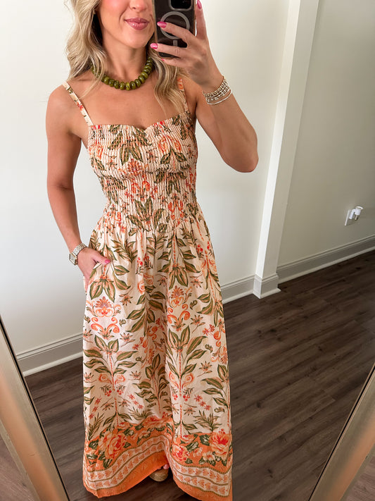 Sienna Botanical Border Maxi Dress