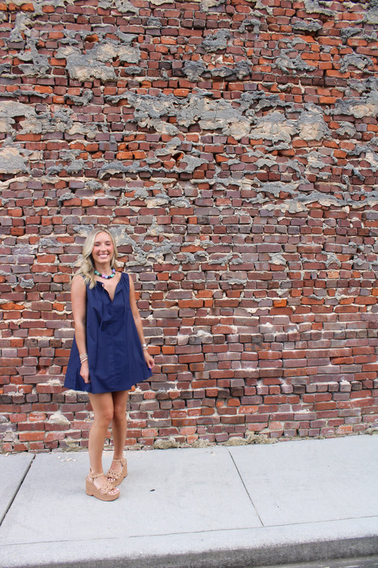 Elena Mini Dress- Navy