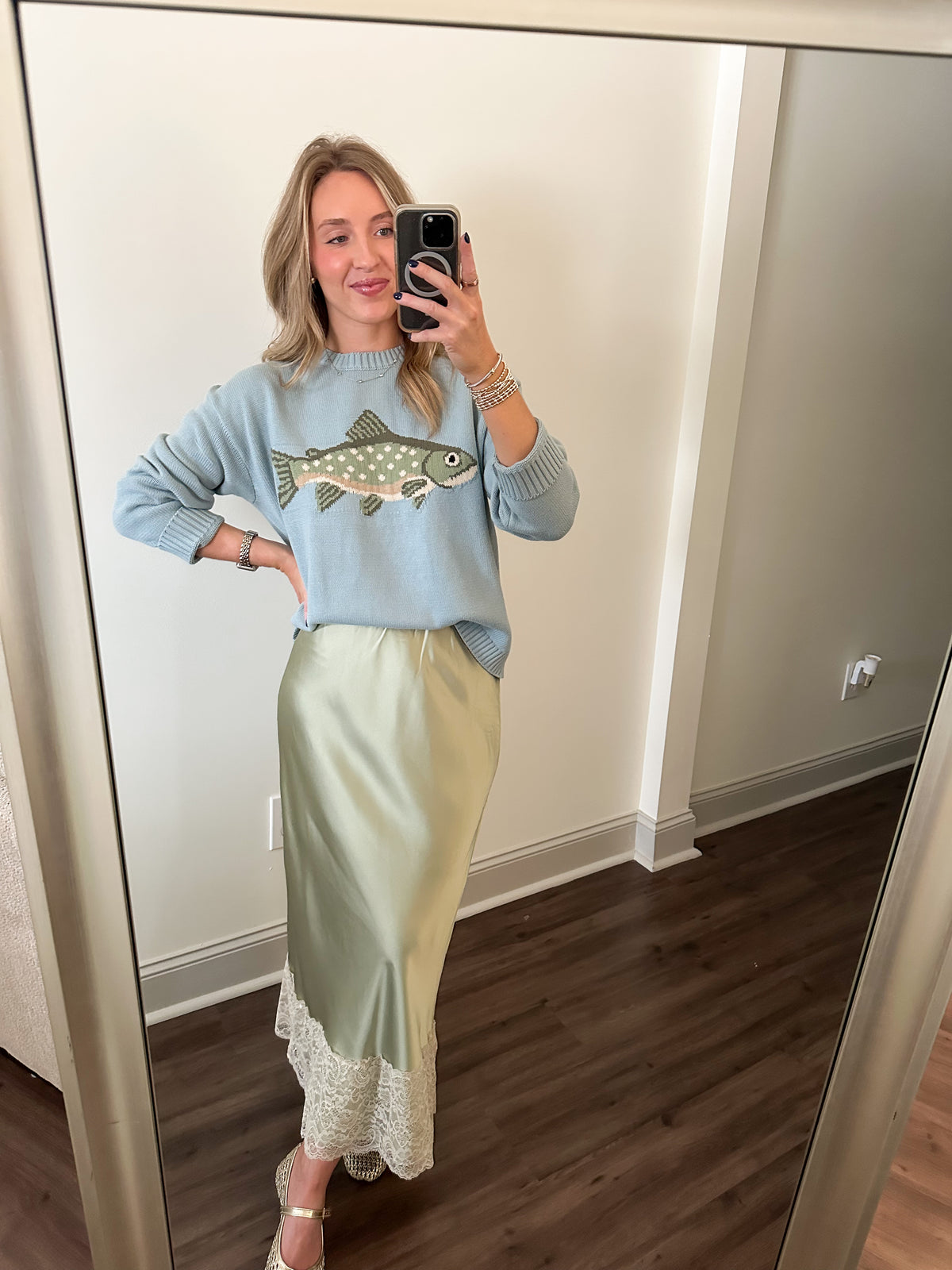Kia Lace Trim Skirt- Matcha