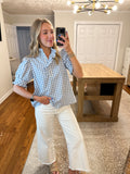 Annie Gingham Top- Blue