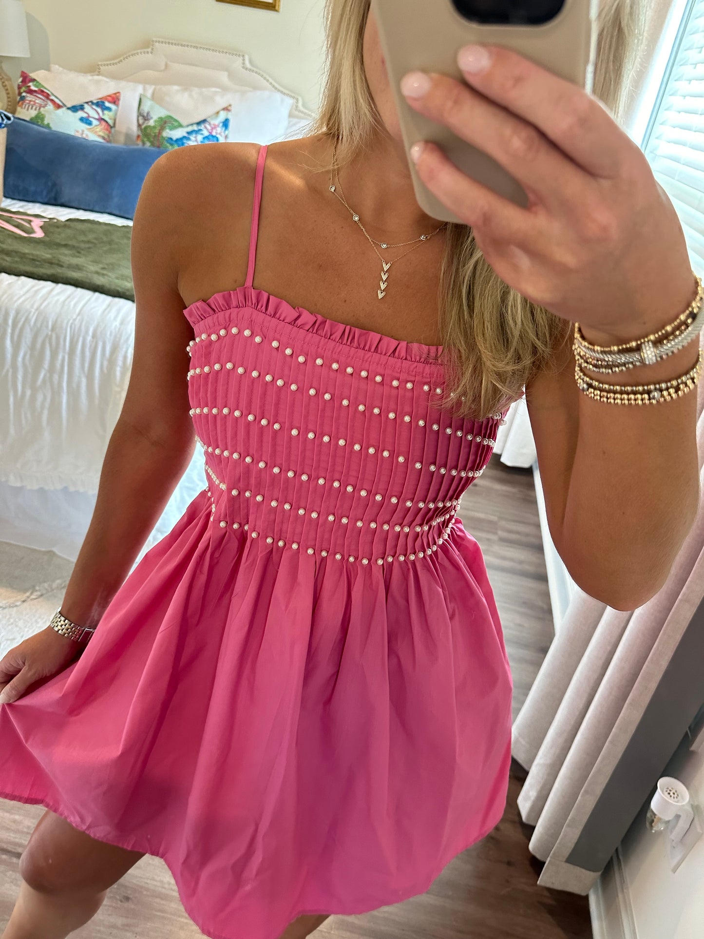 Pearl Mini Dress- Pink