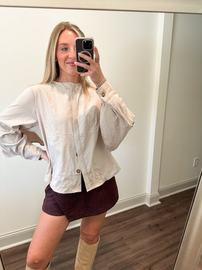 Beckett Suede Top- Bone