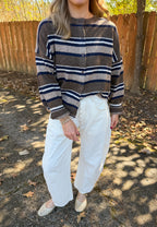 Maggie Sriped Cardigan- Brown