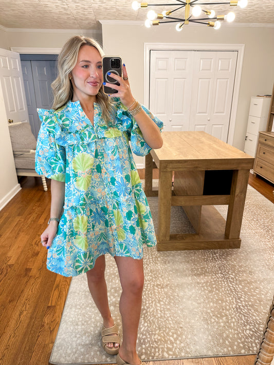Lilah Floral Ruffle Shoulder Dress