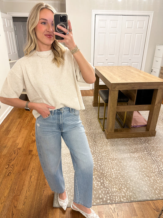 Boxy Sweater Top- Cream