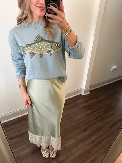 Kia Lace Trim Skirt- Matcha