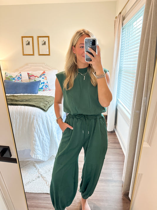 Olivia Jumpsuit- Hunter Green