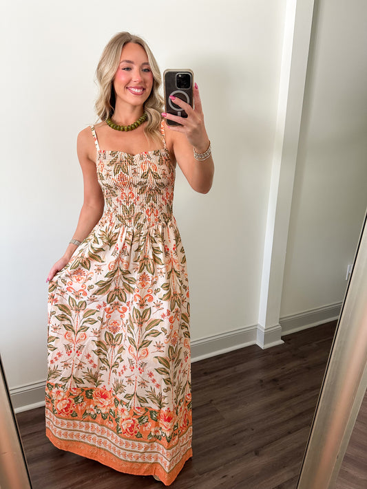 Sienna Botanical Border Maxi Dress