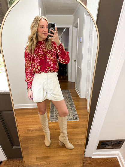 Ginnie Floral Top- Burgundy