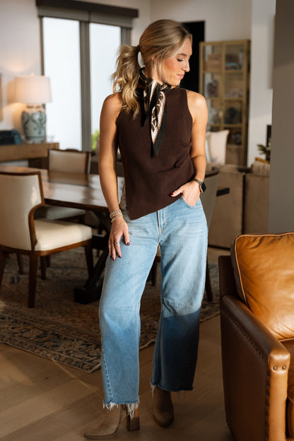 Zella Sweater Tank- Dark Chocolate