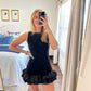 Ruffled Hem Romper- Black