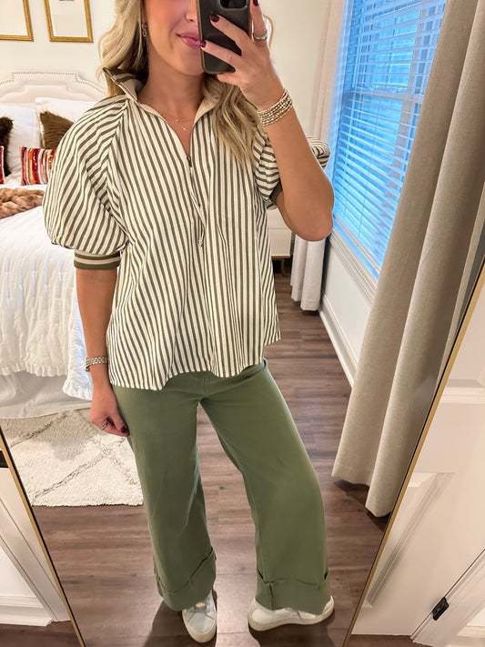 Petra Cuffed Jean- Olive