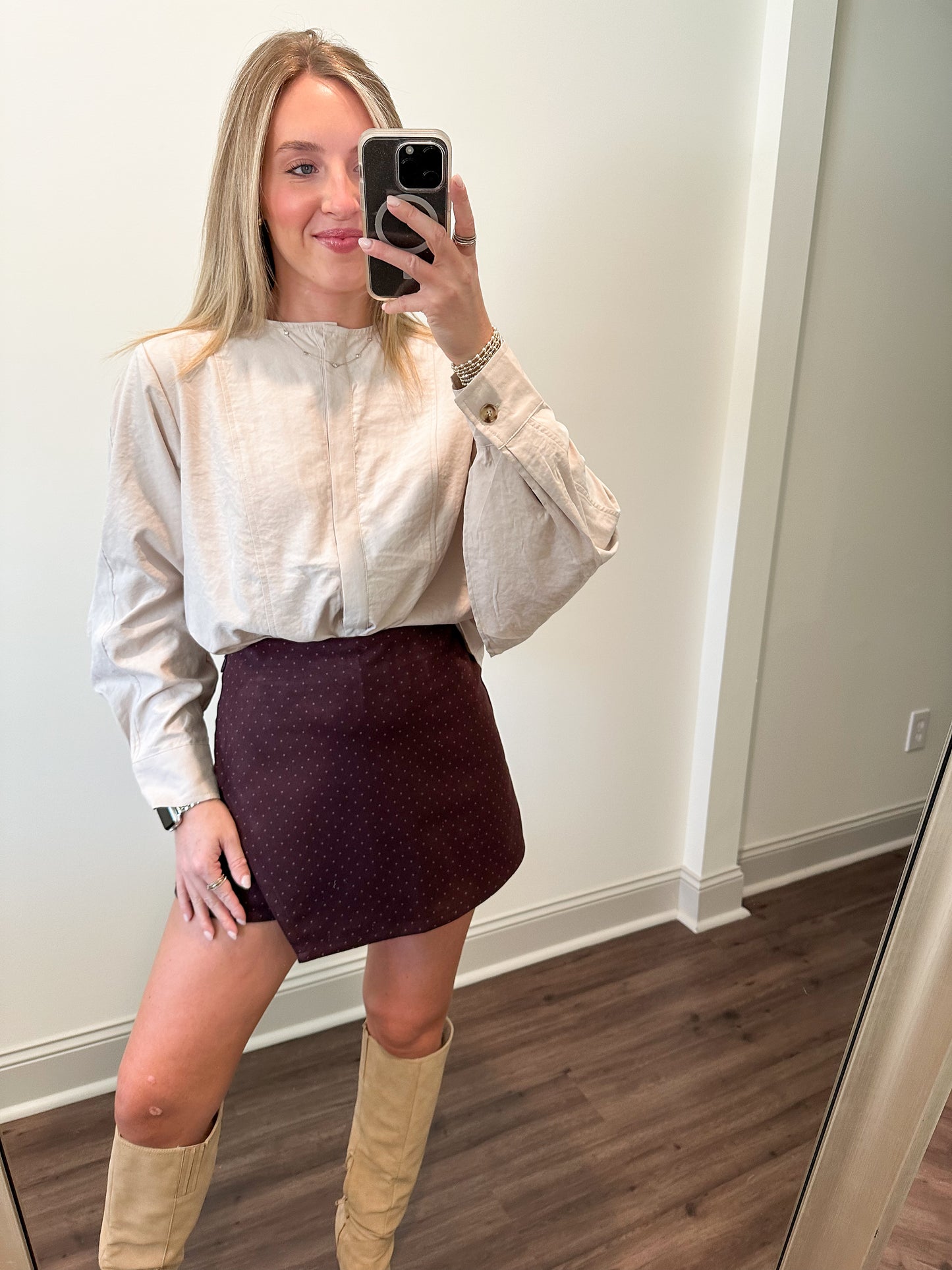 Beckett Suede Top- Bone