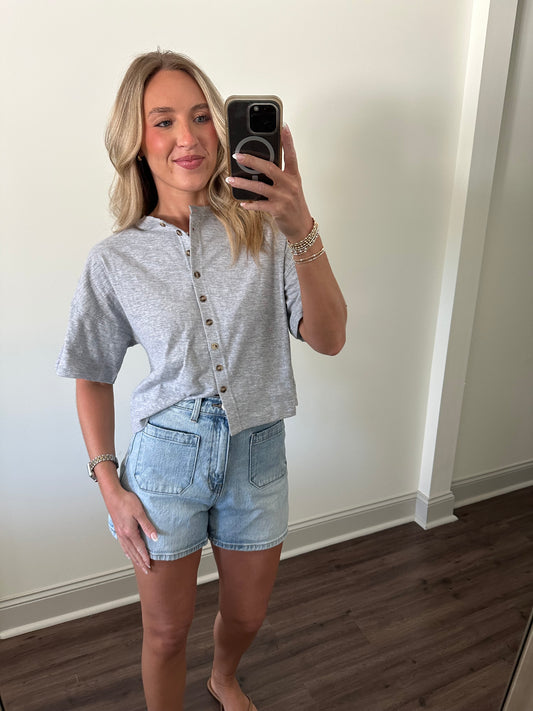 Ellen Button Top- Grey