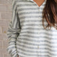 Striped Cardigan- Grey/White