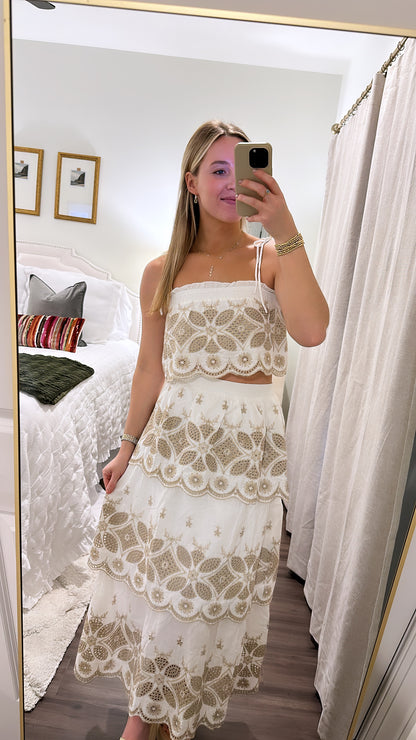 Crochet Set- Off White/Taupe