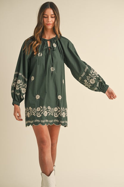 Embroidered Peasant Mini