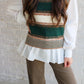 Green Stripe Combo Top