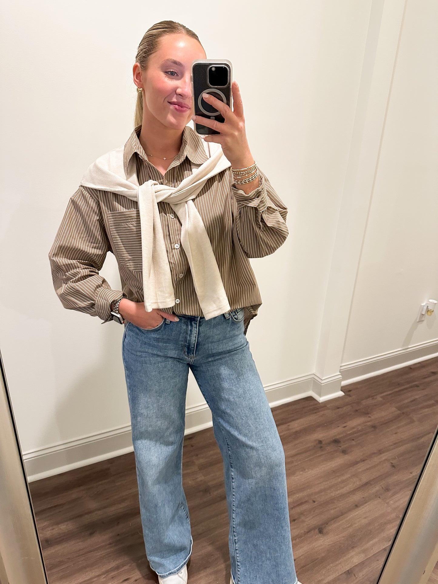 Maylen Stripe Top- Brown