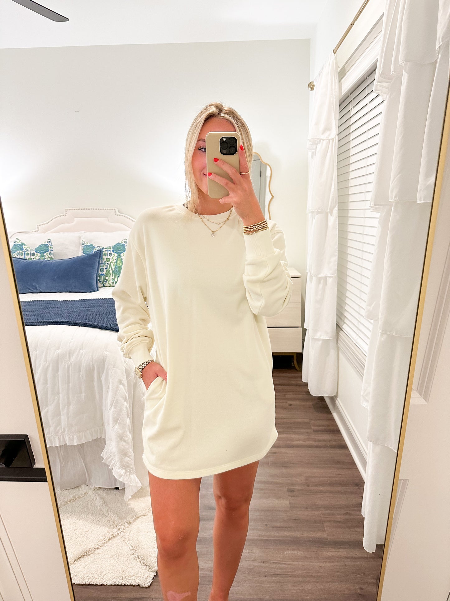 Sweatshirt Dress- Cream