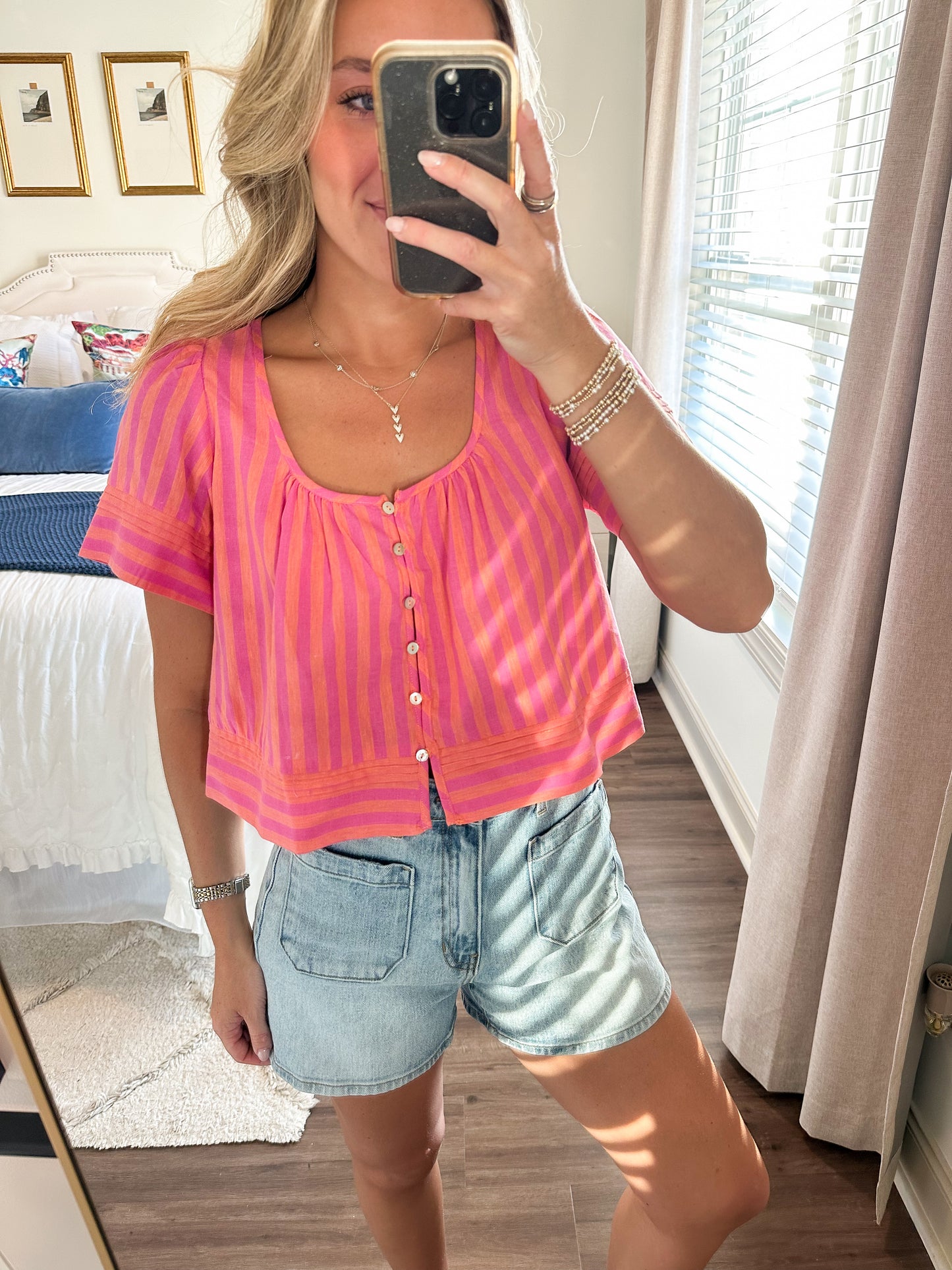 Bentley Top- Pink/Orange