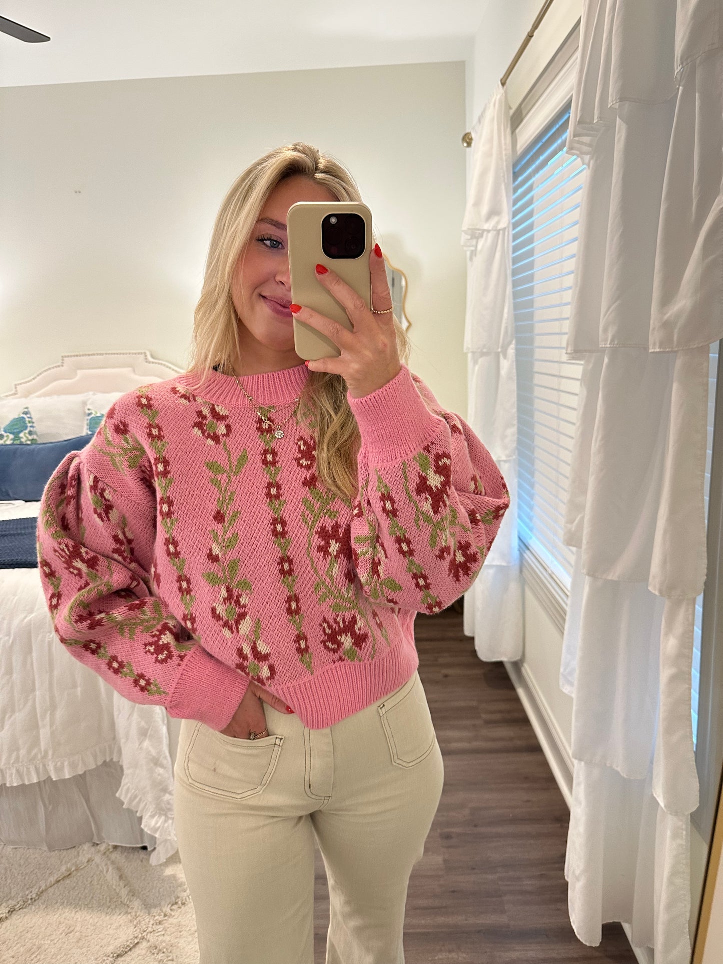 Pink Flower Sweater