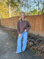Jamie Contrast Layered Knit Tee- Brown