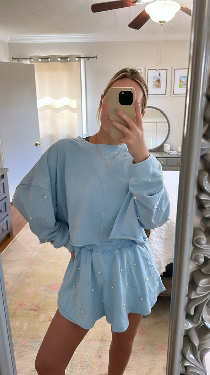 Pearl Embellished Set- Blue