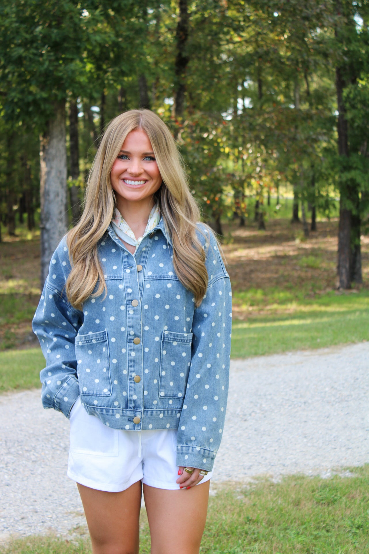 Marcie Polka Dot Denim Jacket