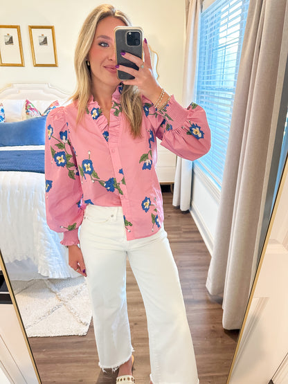 Rosie Floral Top- Pink