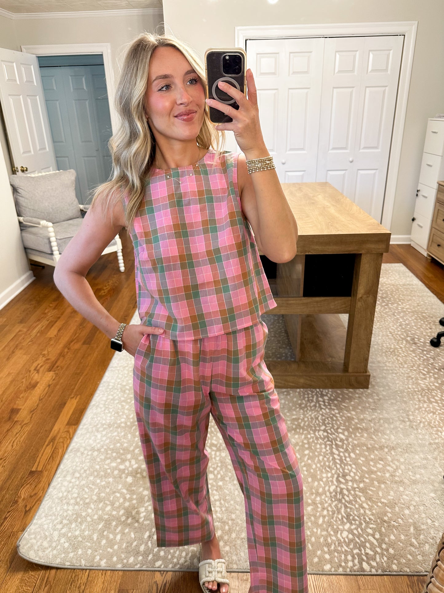 Naomi Plaid Set- Pink/Green