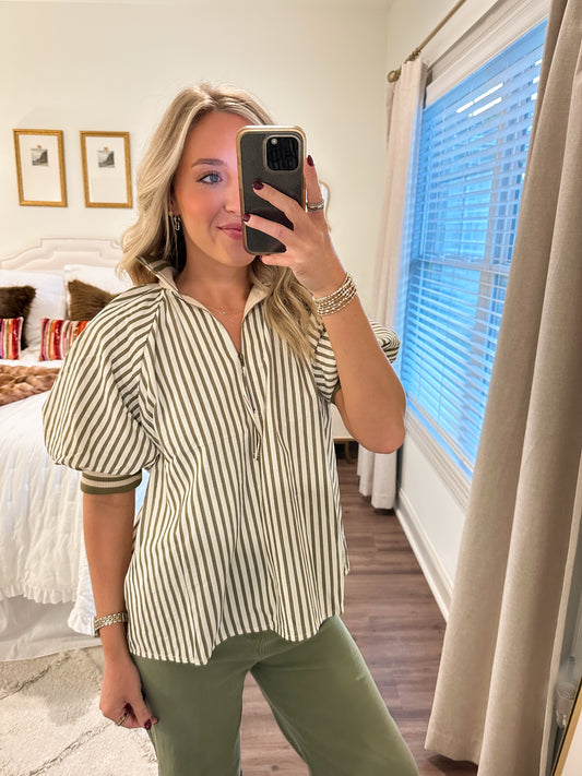 Marin Stripe Top- Olive