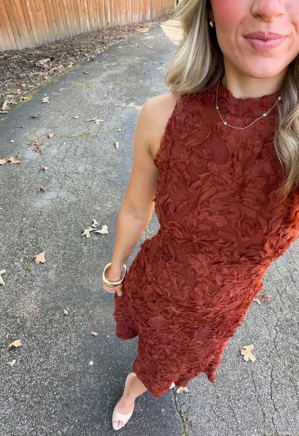 Cori Midi Dress- Rust