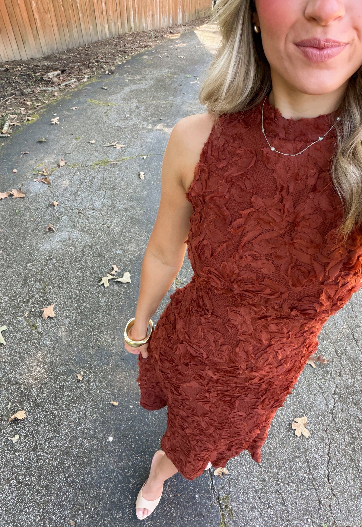 Cori Midi Dress- Rust