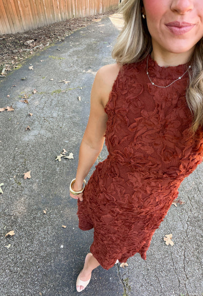 Cori Midi Dress- Rust