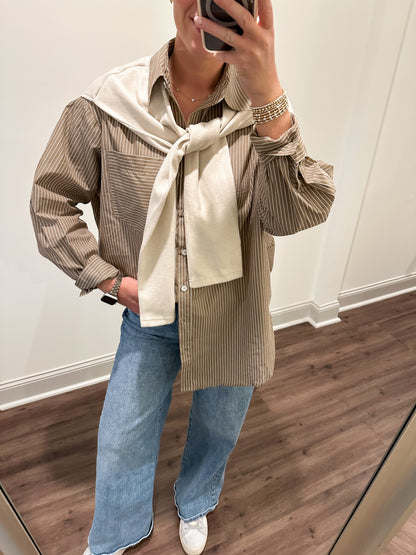 Maylen Stripe Top- Brown