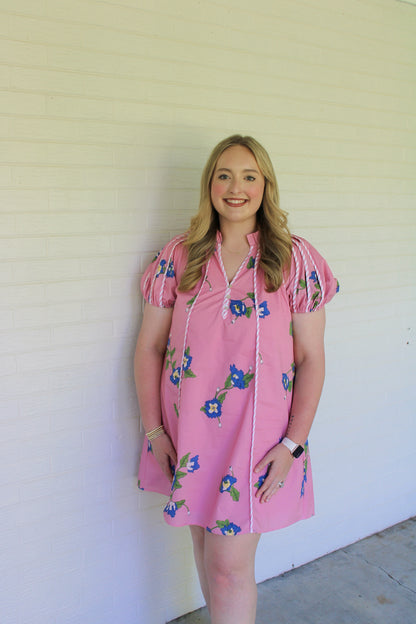 Rose Floral Dress- Pink