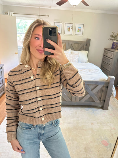 Camel Stripe Cardigan