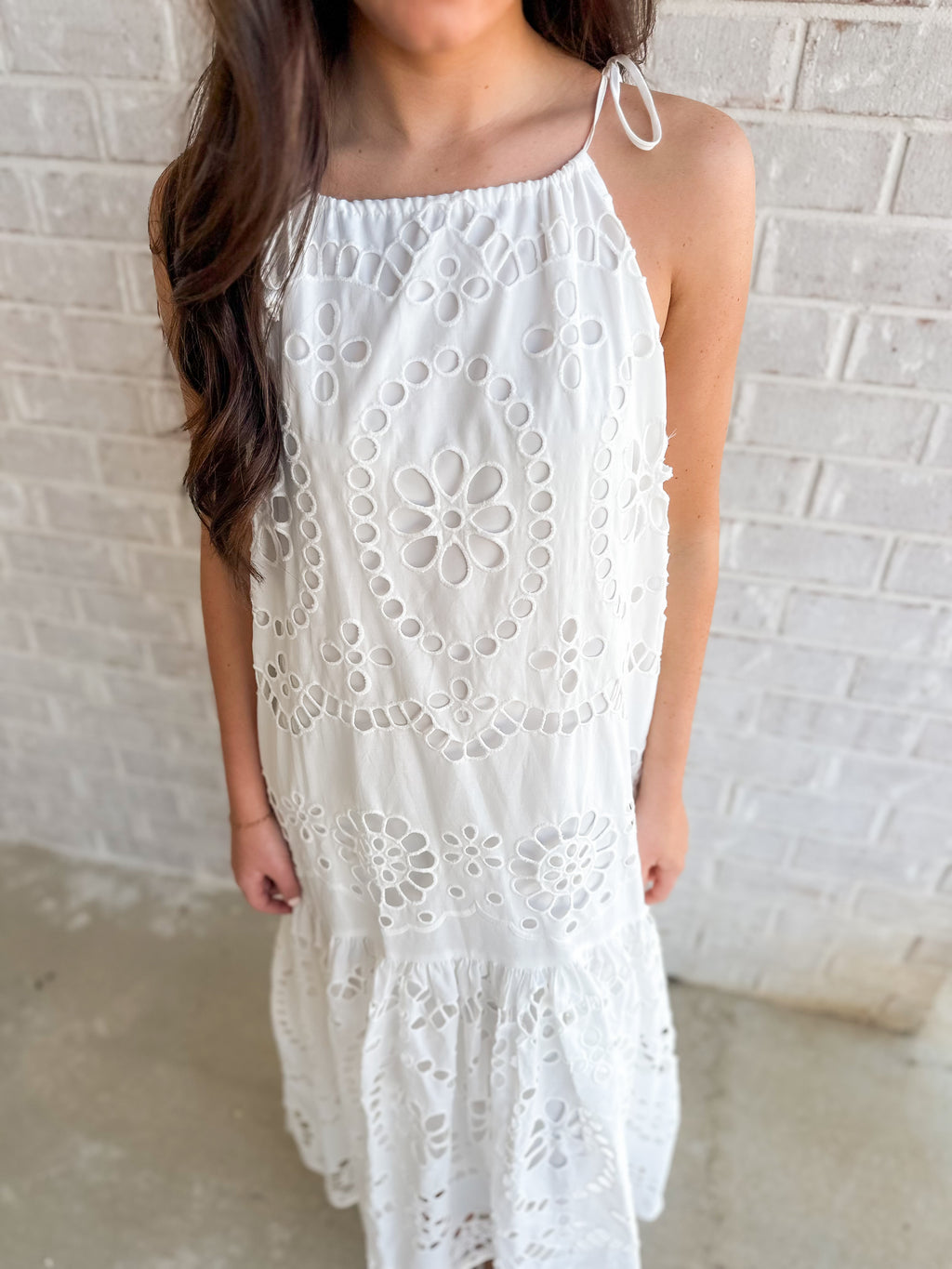 Elegant Eyelet Maxi- White