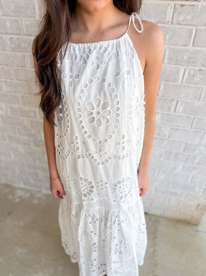 Elegant Eyelet Maxi- White