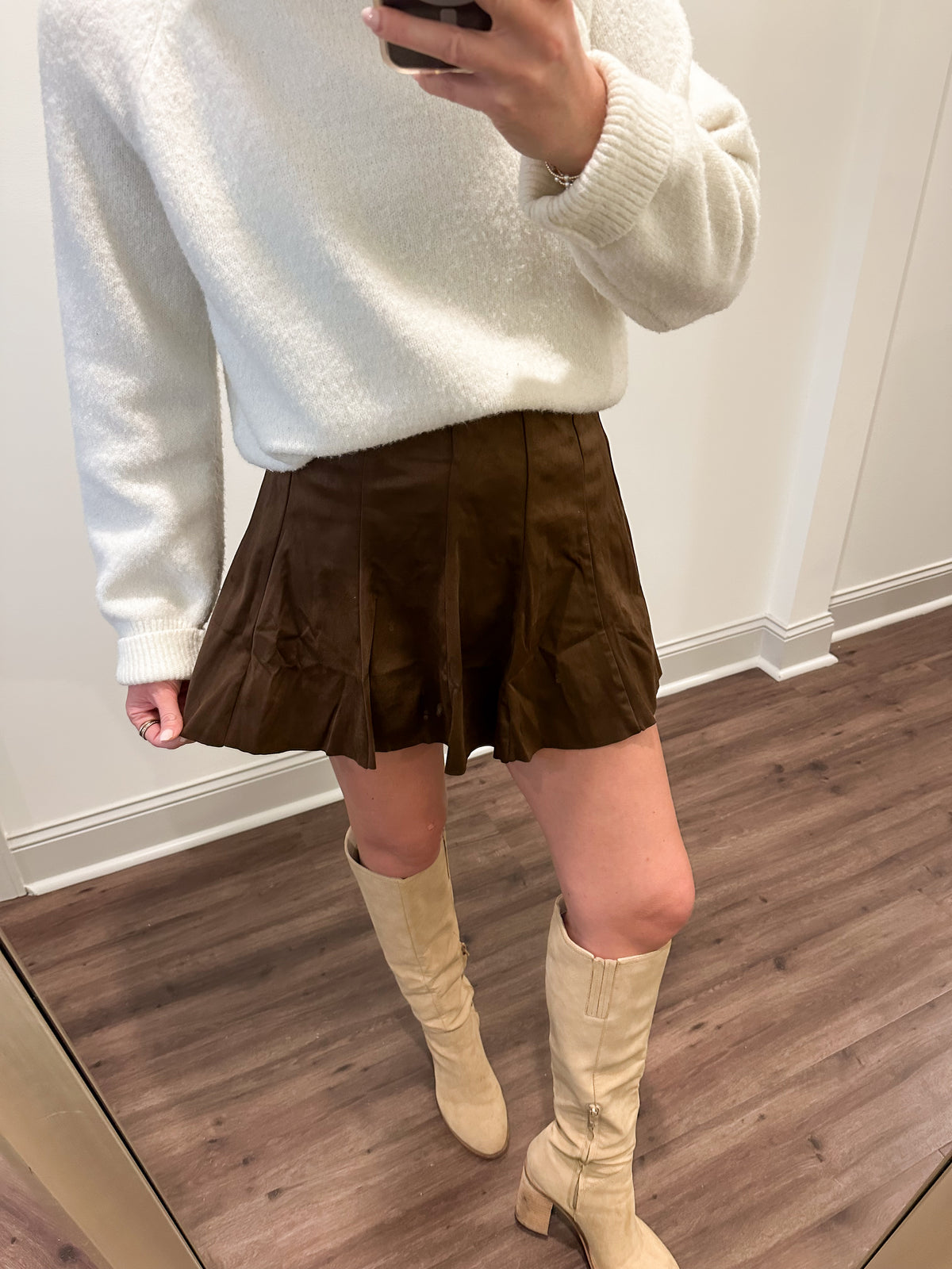 Birdie Suede Skort- Espresso