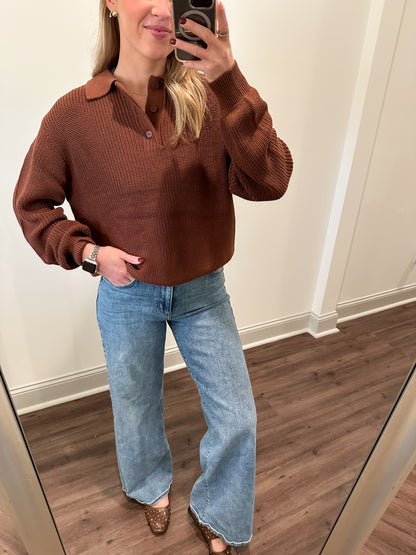 Oversized Collar Sweater- Chestnut