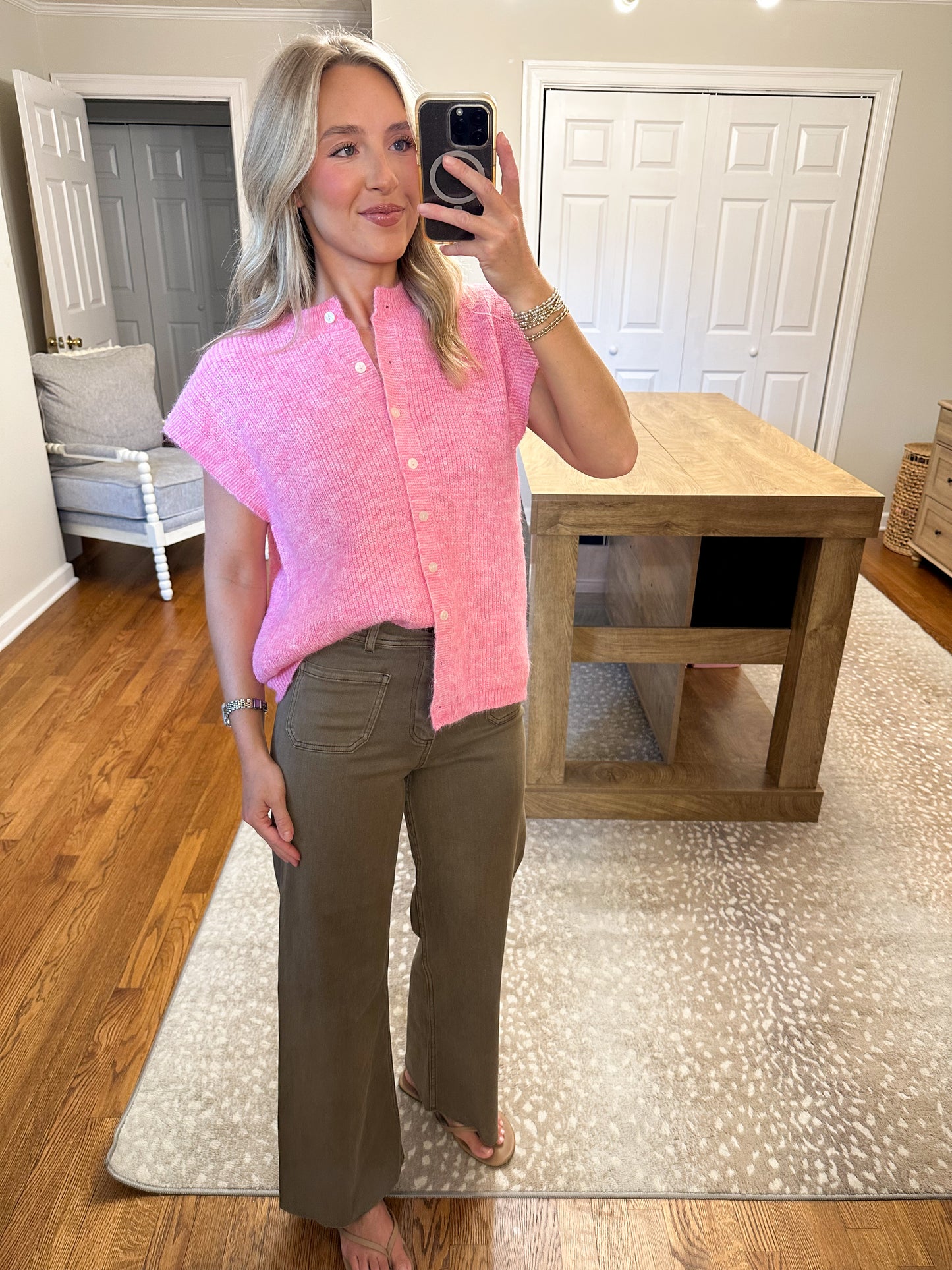 Liza Sweater Vest- Hibiscus