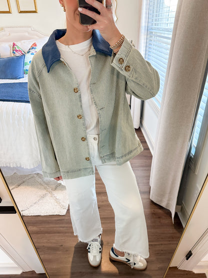 Blue Stripe Collar Barn Jacket