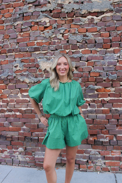 Maren Polka Dot Set- Kelly Green