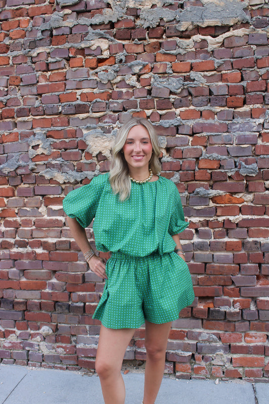 Maren Polka Dot Set- Kelly Green