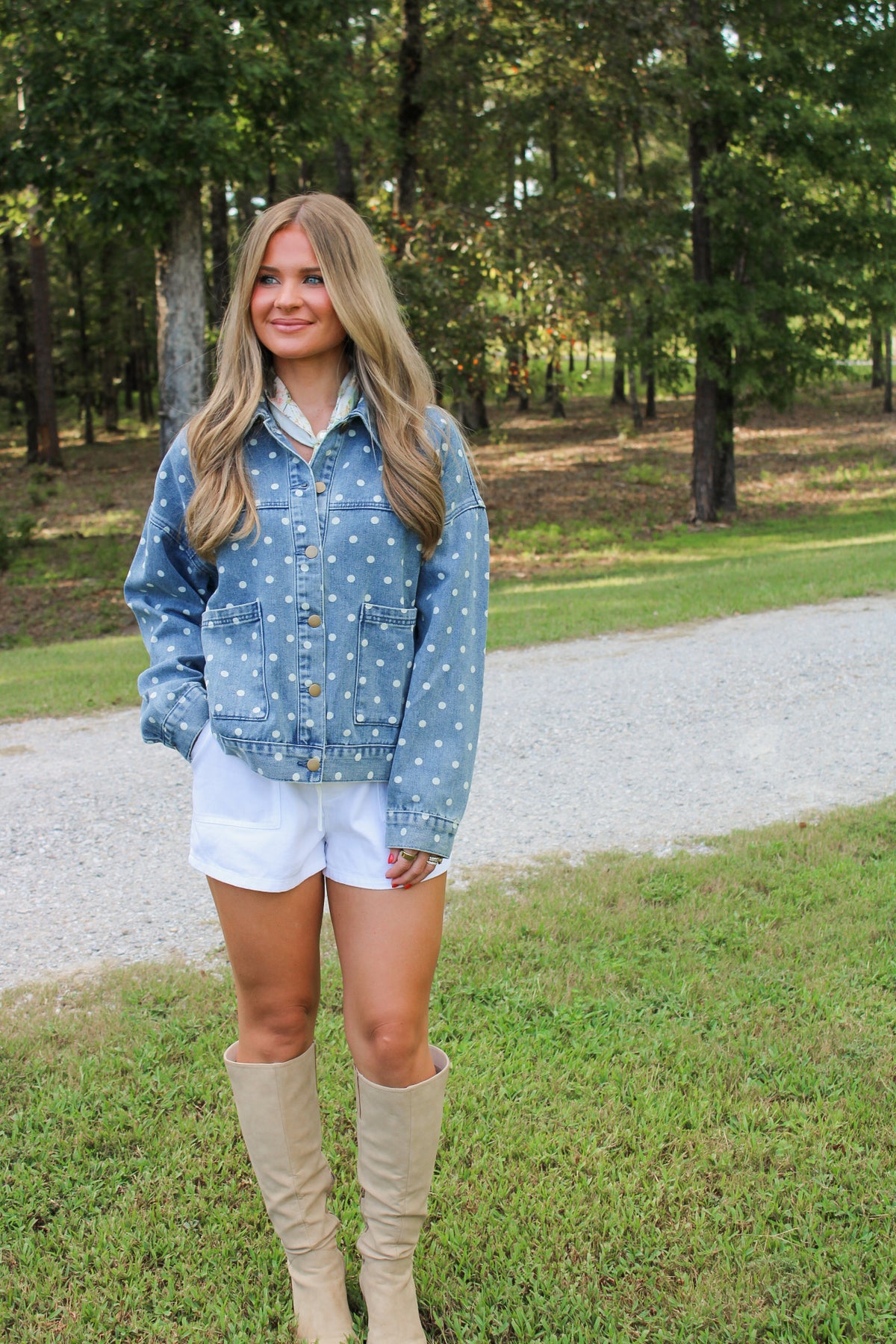 Marcie Polka Dot Denim Jacket