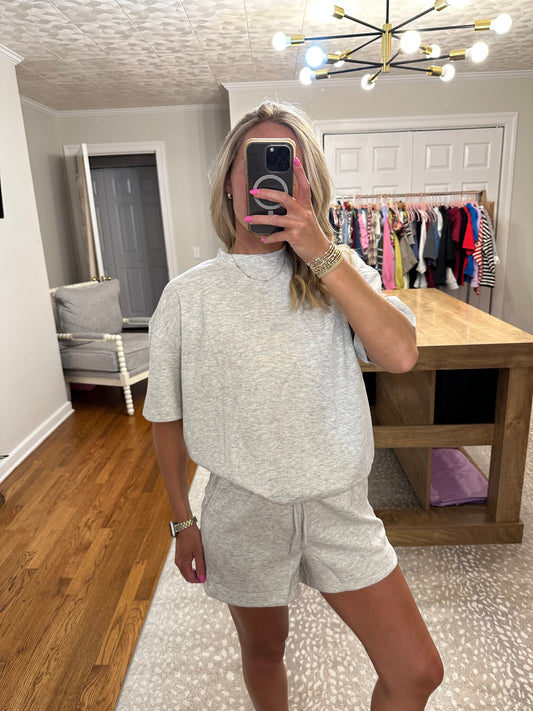Taylor Scuba Shorts Set- Heather Grey